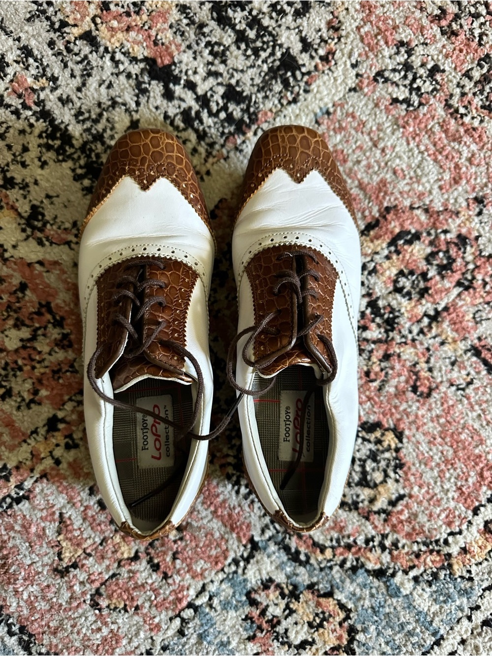 FootJoy LoPro Collection Women’s Wingtip Golf Shoes - Brown/White - Size 7M